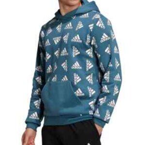 Adidas Hoodie Men’s Large Blue Orbit Indigo Pullover Sweatshirt Logo Print .